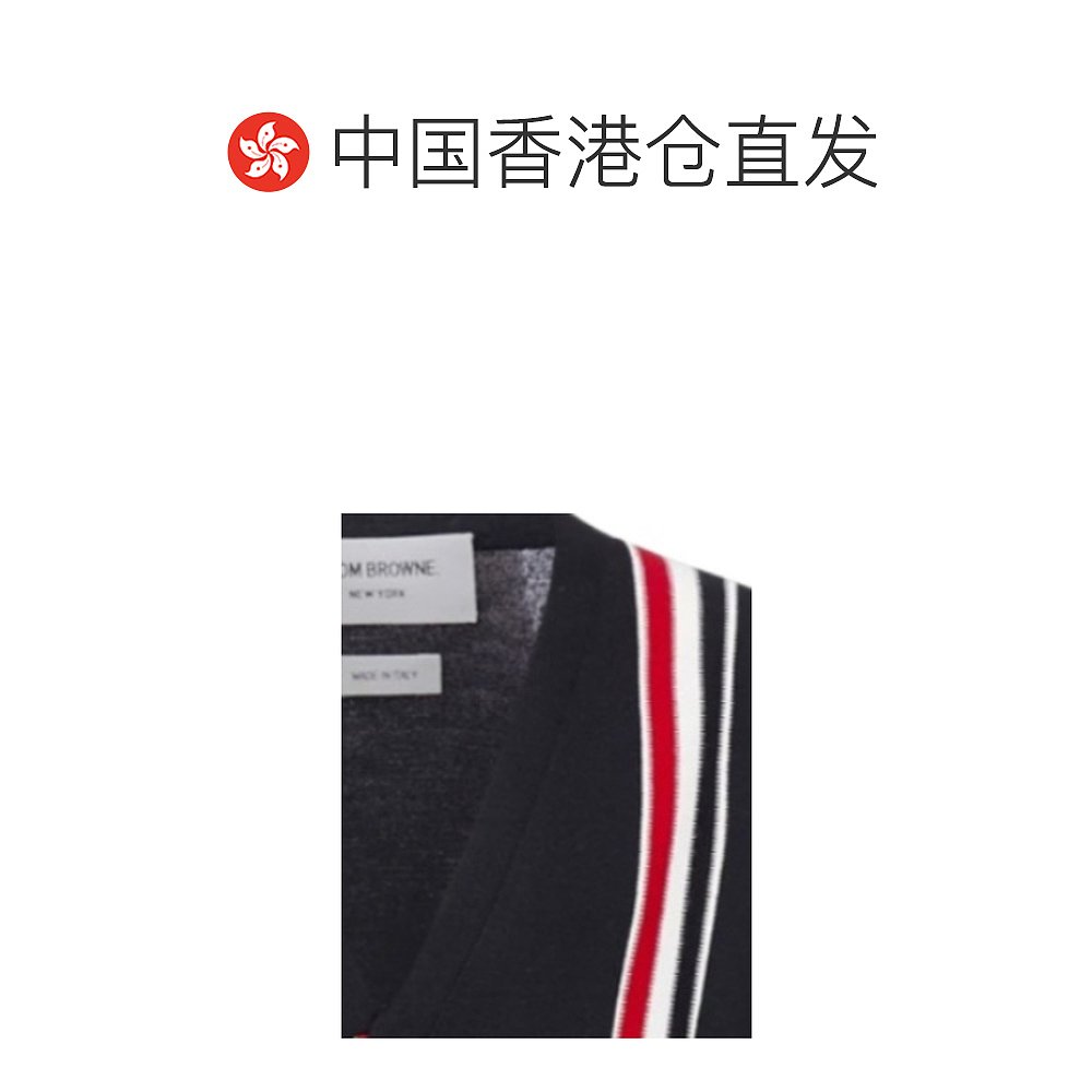 香港直邮Thom Browne 藏青色条纹羊毛开衫 MKC288A00014 - 图1