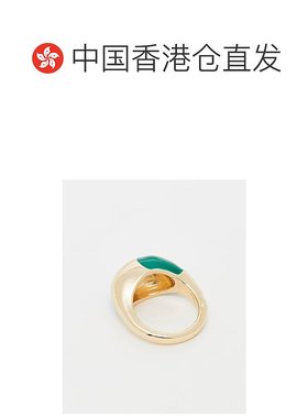 香港直邮ASOS 女士 设计抽象绿色珐琅金色色调戒指(worn)