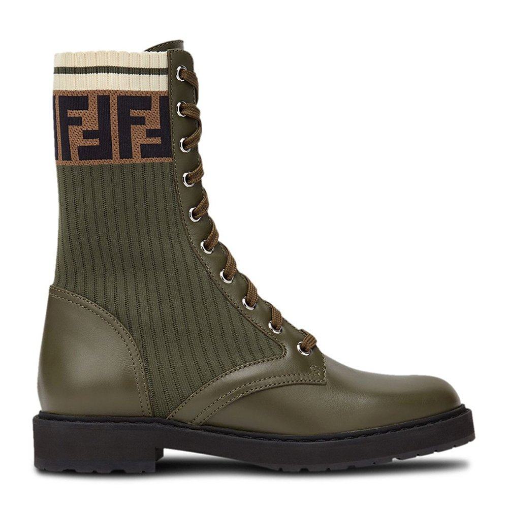 香港直邮fendifendi绿色女士马丁靴 天猫国际Xvan选集合店真丝上装