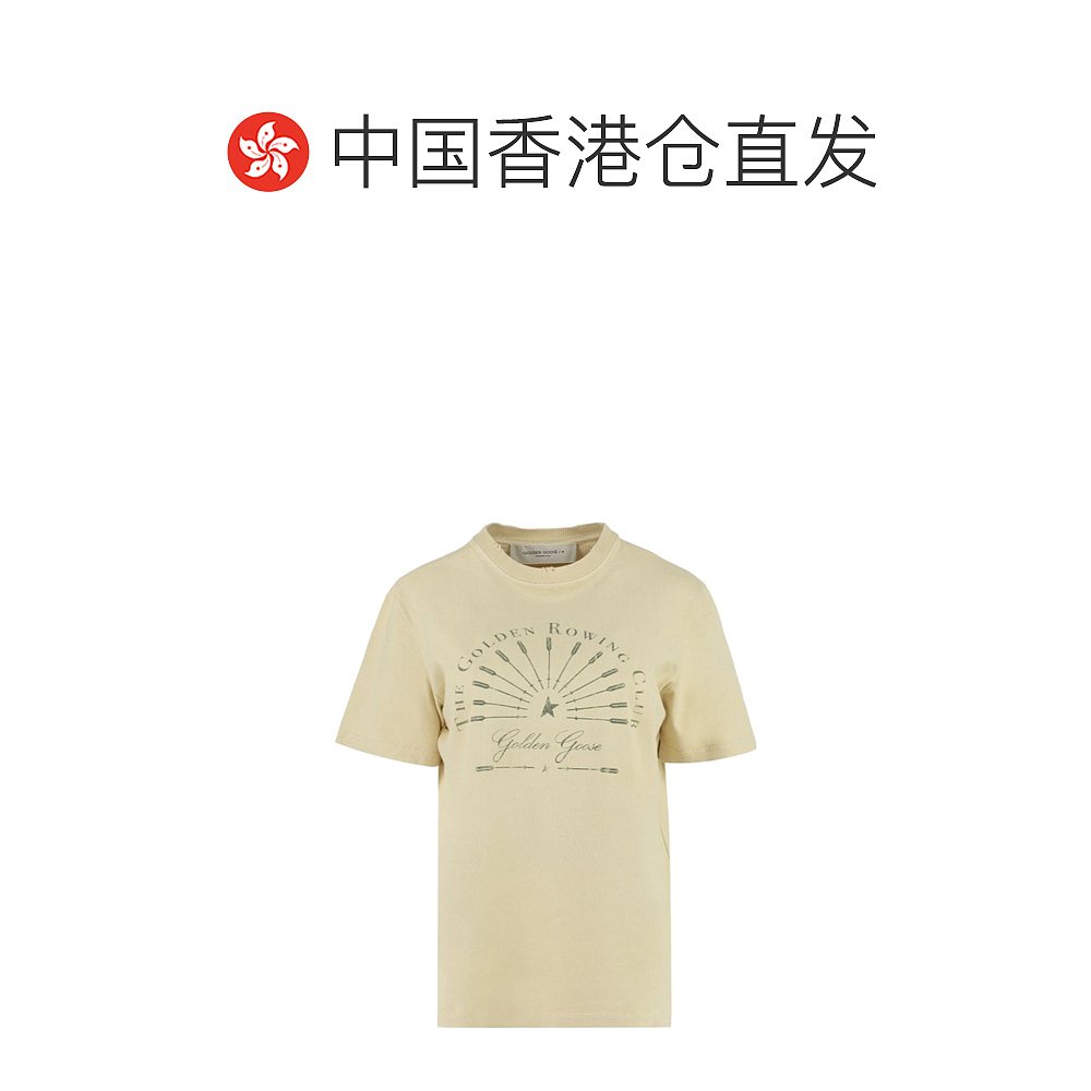 香港直邮Golden Goose Deluxe Brand女士T恤白色休闲舒适圆领 - 图1