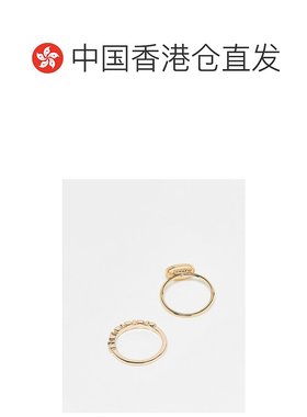 香港直邮ASOS 女士 multi-pack designs 设计混合色调戒指(金色)