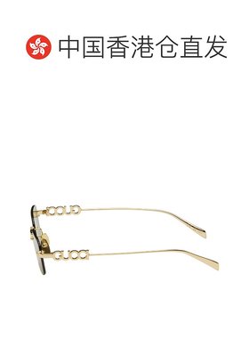 1h可退 香港直邮Gucci 古驰 男士 金色 Rectangular Frame 太阳镜