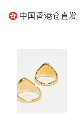 香港直邮ASOS 女士 Curve 设计不锈钢半珍贵晶石镶嵌色调戒指(2件