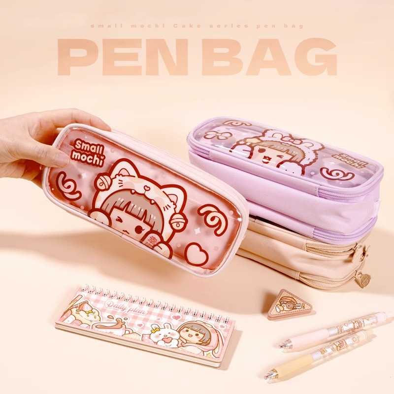 新品小麻薯动物系列笔袋高颜值文具盒大容量男女孩学生透明铅笔袋 - 图3