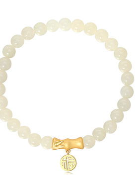 国潮和田玉竹节手串女s925纯银福字轻奢手链宫廷风节节高升手串