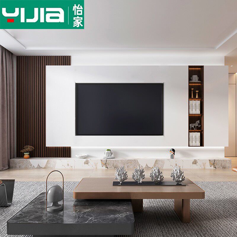 电视背景墙岩板轻奢木格栅装饰柜2025现代简约客厅悬空影视墙定制,淘宝优惠券,粉丝福利购,淘宝优惠卷