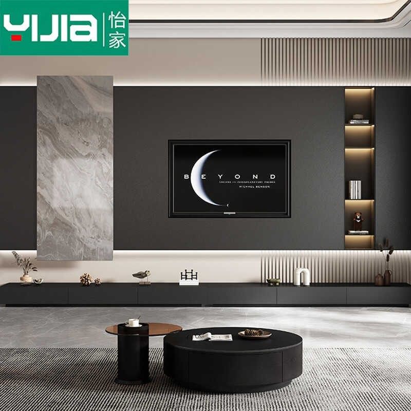电视背景墙岩板轻奢木格栅装饰柜2025现代简约客厅悬空影视墙定制,淘宝优惠券,粉丝福利购,淘宝优惠卷