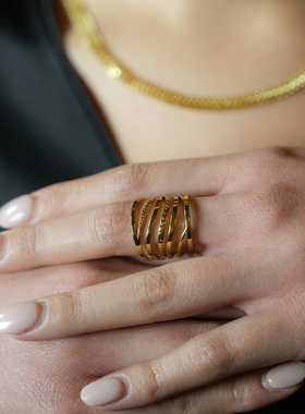 HACKNEY NINE英国伦敦轻奢饰品欧美前卫个性独特叠戴18K镀金戒指