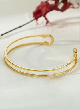 欧美轻奢双环针头18k镀金手镯