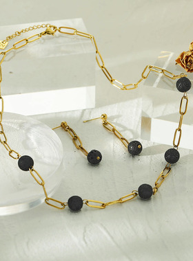 HACKNEYNINE镀金火山石女项链