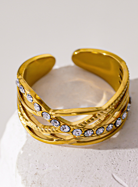 HACKNEY NINE英国伦敦轻奢饰品欧美宫廷复古高雅镶钻18K镀金戒指