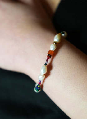 HACKNEY NINE英国伦敦轻奢饰品波西米亚珍珠多巴胺手链18K镀金