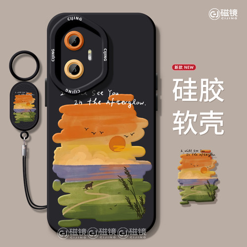 适用华为荣耀play9T手机壳400新款天使眼x70i海边日落magic7液态V40硅胶pro风景X60/50/30软90男80女GT保护套 - 图0