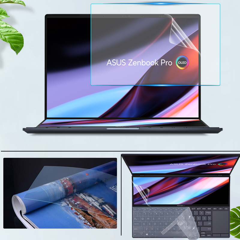 2023款华硕灵耀X双屏 Pro屏幕膜保护UX8402V笔记本14.5寸全屏覆盖保护膜UX8402Z凹凸键盘膜Pro 14 Duo防水套-图0