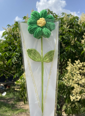成品小红花毛线手工编织单支花束中考母亲节毕业创意礼品成品