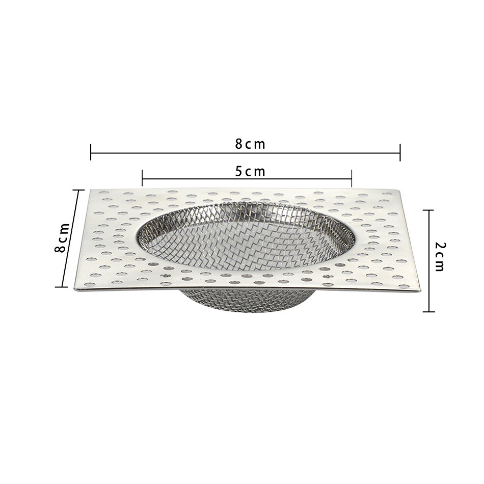 不锈钢地漏网盖浴室下水道防毛发堵塞器方形卫生间防虫水槽过滤网