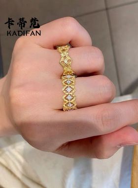 意大利中古风蕾丝花边波浪戒指女2025新款指环小众轻奢高级感