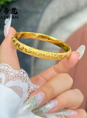 金店同款沙金点钻编织卡扣手镯时尚轻奢高级感2024爆款镯子