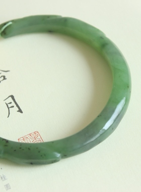 天然和田碧玉手镯女原创手工半镯