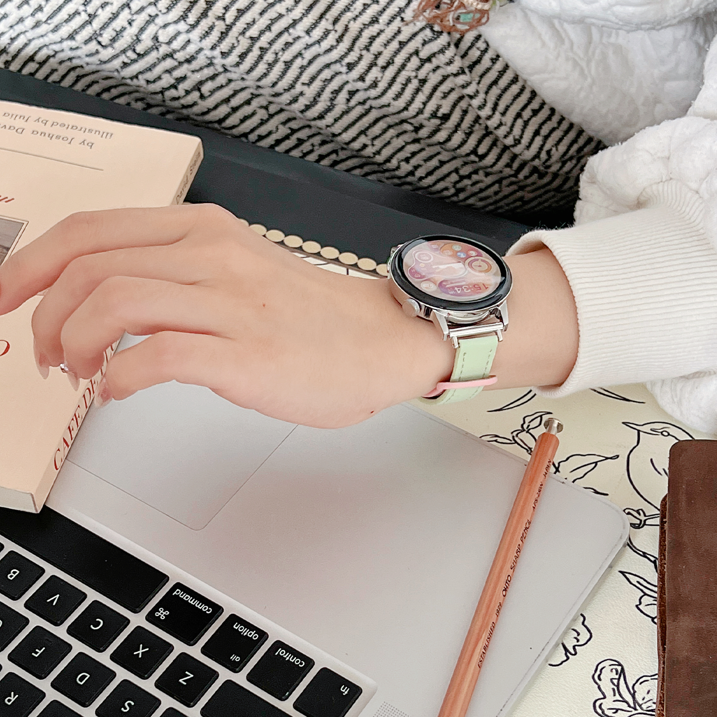 萱芊【苹果双钉】皮质手表带适用于GT6新款华为GT5表带watch5pro女款4智能2荣耀专用女1小香风gt4表带fit4pro,淘宝优惠券,粉丝福利购,淘宝优惠卷