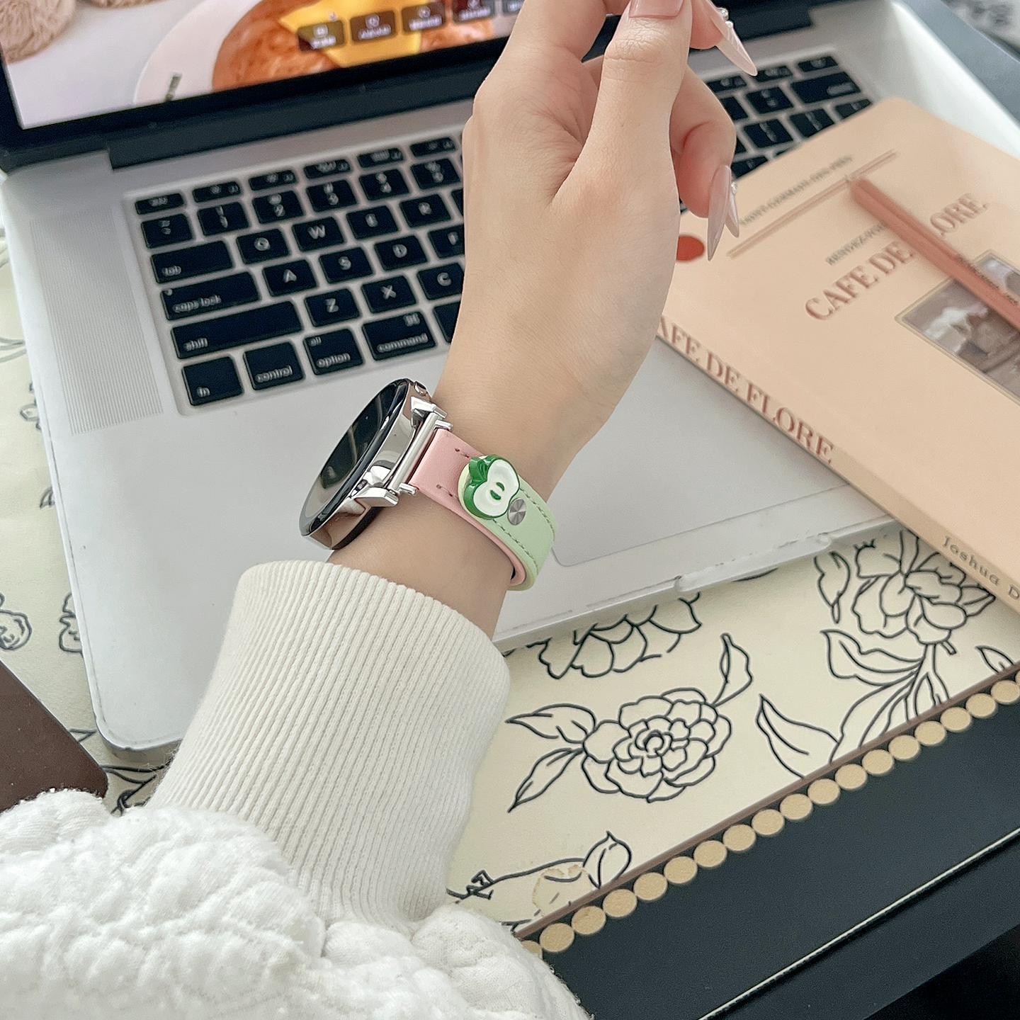 萱芊【苹果双钉】皮质手表带适用于GT6新款华为GT5表带watch5pro女款4智能2荣耀专用女1小香风gt4表带fit4pro,淘宝优惠券,粉丝福利购,淘宝优惠卷