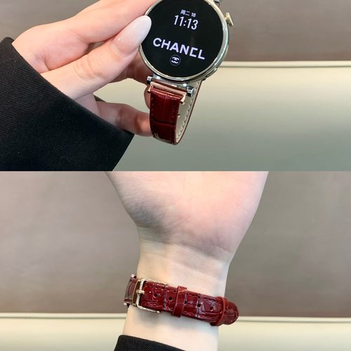 萱芊适用华为GT5/GT6表带秋冬新款竹节皮纹GT4/41mm高级小牛皮金扣表带watch5/watch4/pro手表带GT2/GT3pro - 图3