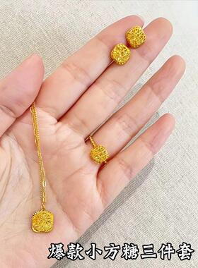 新款镂空方糖项炼女生轻奢小众越南沙金彷真黄金配饰高级感送女友