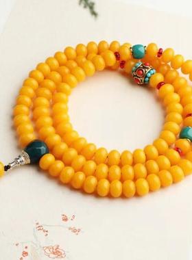 万物严选商行黄菩提子手串新中式经典装饰文玩108颗多圈佛珠手炼