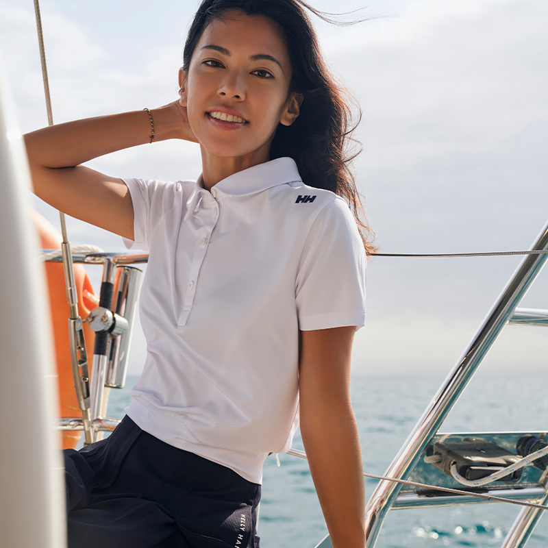 HELLY HANSEN/HH女士短袖POLO休闲舒适轻盈透汽T恤CRUISE系列 - 图0