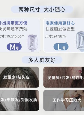 LOLOLA萝萝拉梳子湿发回形按摩头发蓬松镂空干湿两用弹力梳女正品
