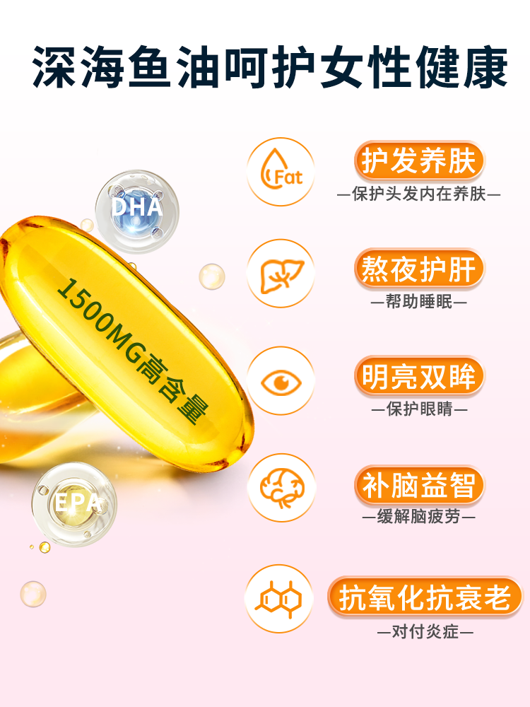 now美容鱼油女生omega3护发鱼肝油dha祛痘人用深海官方旗舰店进口 - 图1