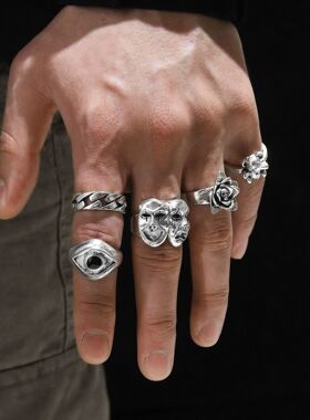 24 pieces of vintage tear ring set, alloy personalized poke