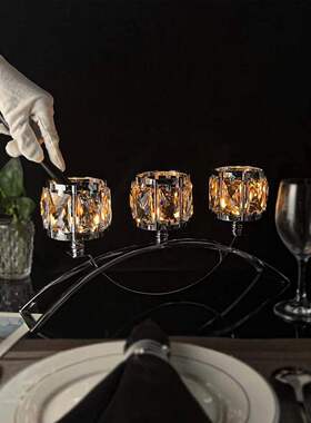 Nordic wrought iron glass candlestick dining table, home de