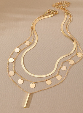 Personalized Multi layered Stacked Necklace, Female Small V