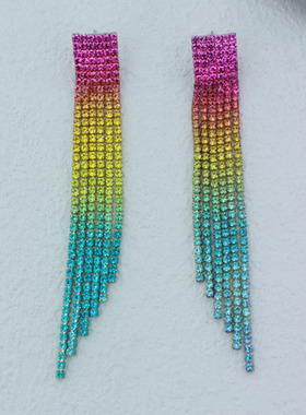 New Fashionable Simple Full Diamond Tassel Gradient Water D