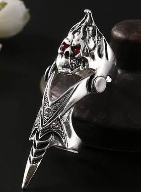 rock domineering joint bendable ring men's punk skull ri
