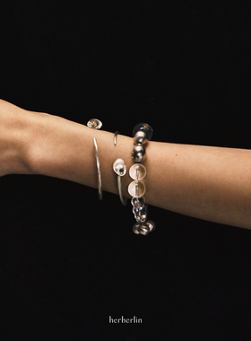herherlin【新品】原创角铃锤纹925银细手镯小众高级开口百搭叠戴