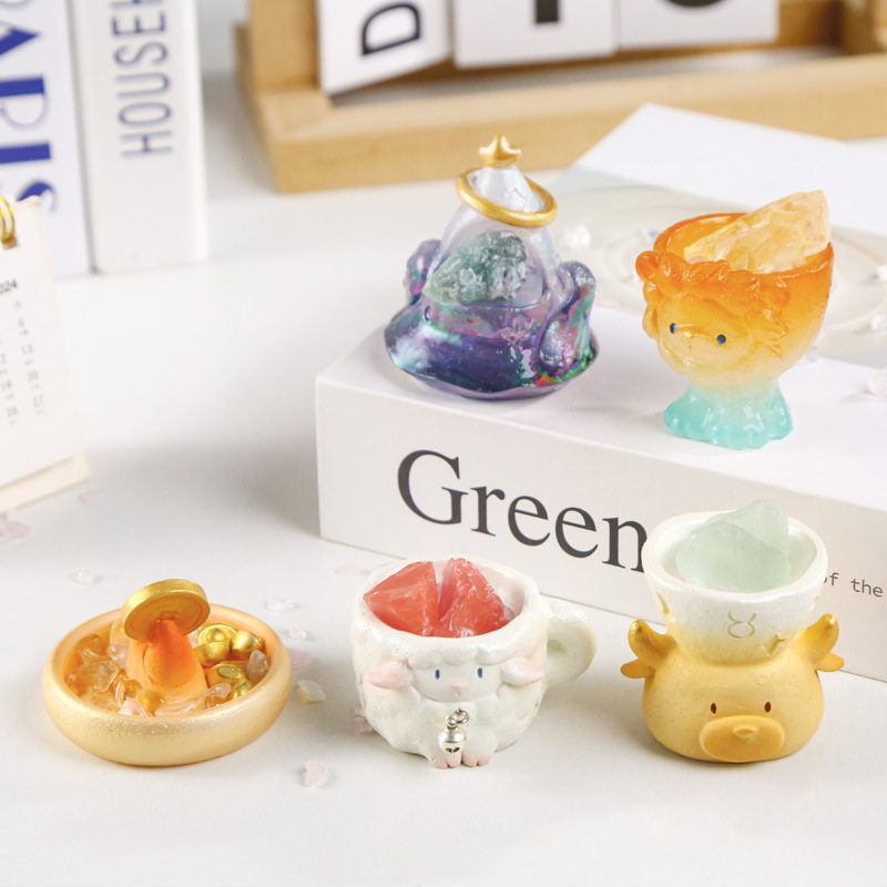 正版十二星座PAI水晶盲盒原石小豆丁摆件创意手办矿石生日礼物女,淘宝优惠券,粉丝福利购,淘宝优惠卷