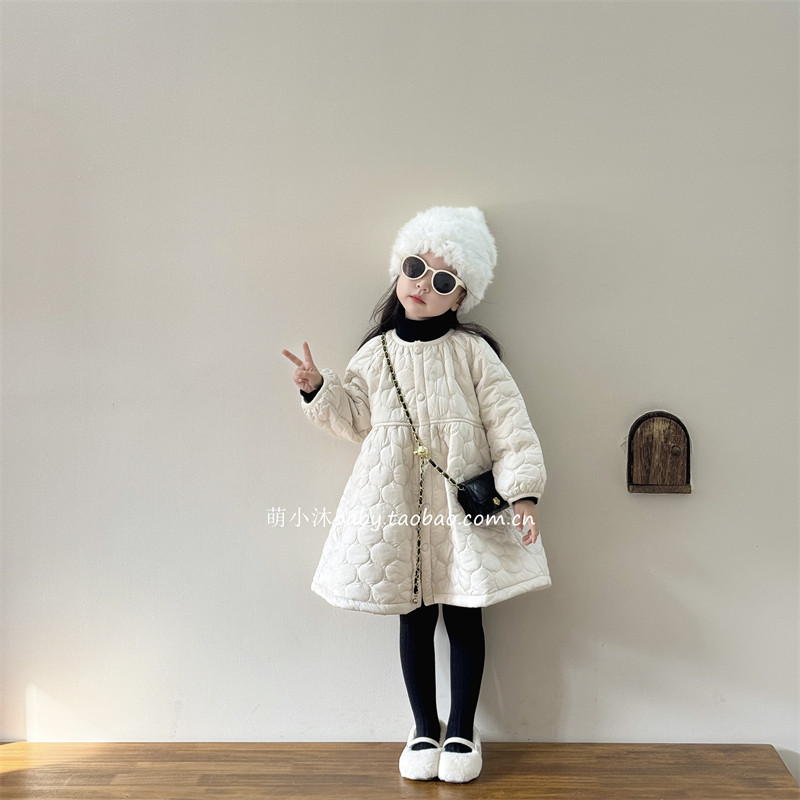 儿童洋气厚款连衣裙2025新款韩版女童冬季夹棉纯色衔棉公主裙外套,淘宝优惠券,粉丝福利购,淘宝优惠卷