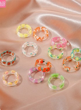 Acrylic fruit rings creative transparent resin ring female