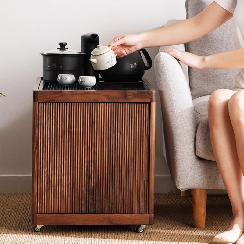 北美黑胡桃移动茶水柜实木边柜小型家用茶几烧水壶一体茶台小茶桌,淘宝优惠券,粉丝福利购,淘宝优惠卷