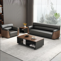 Office Manager Genuine Leather Business Lounge VIP Guests Reception Bank Room Sofa Tea Table Composition Suit