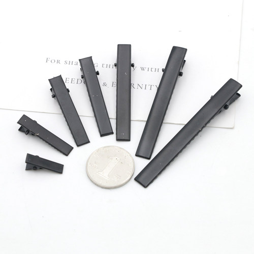 黑色一字夹哑光磨砂金属发夹DIY手工发夹配件材料加厚发卡鸭嘴夹 - 图2