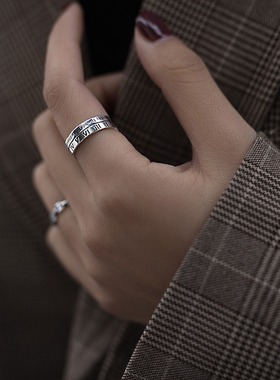 一念 s925银泰银十二时辰开口戒时尚个性冷淡风罗马数字戒指