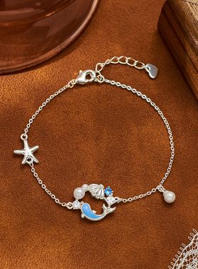 真金电镀手链感渐变蝴蝶轻奢时尚小众精致月亮星空镶锆手链潮