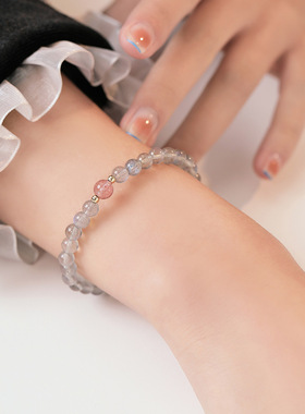 【月下精灵】巴度水晶手链女7a灰月光石小众手串轻奢极简手饰