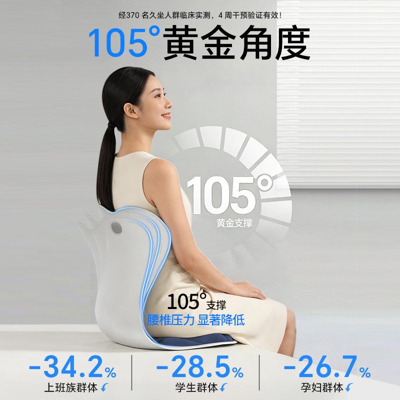 思菲其办公室座椅坐垫久坐神器加大靠垫一体护腰垫椅子座椅靠背垫