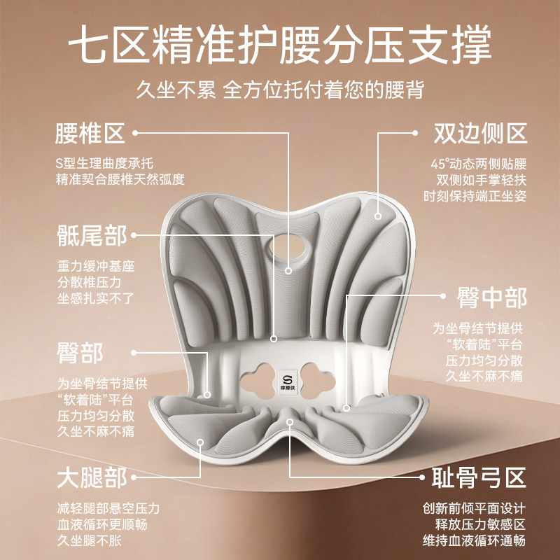 思菲其护腰坐垫办公室人体工学靠垫一体久坐不累神器椅垫美臀座垫