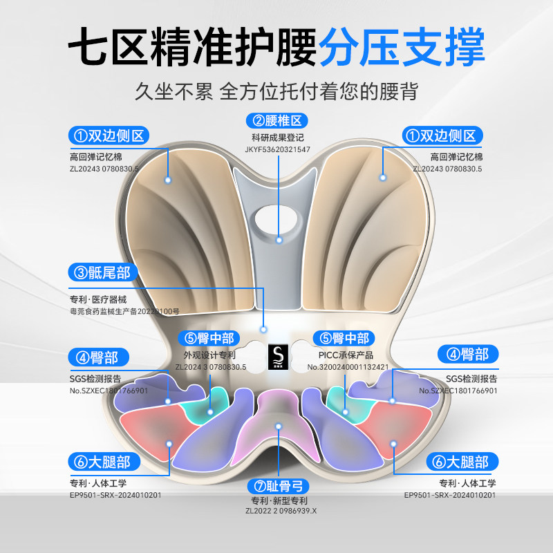 坐垫靠背一体办公室久坐不累神器人体工学花瓣美臀护腰椅垫腰托垫