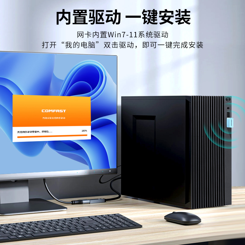 【即插即用】comfast免驱无线网卡台式机笔记本wifi接收器电脑主机无线网络信号发射器家用迷你便携CF-WU816N - 图2